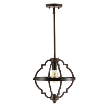 Ogee 12.5" Adjustable Iron Rustic Industrial LED Pendant - JONATHAN Y